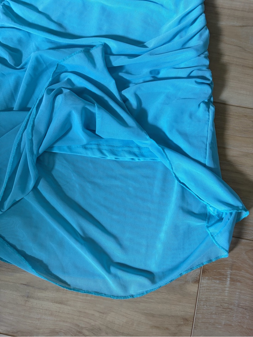 Turquoise Halter Ruched Mini Dress - Picture 2 of 3